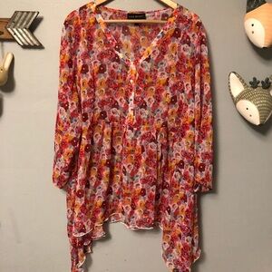 Lane Bryant button front babydoll blouse size 22/24P.